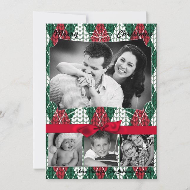 Tarjeta de foto verde de 5 x 7 Navidades XMAS muy  (Anverso)