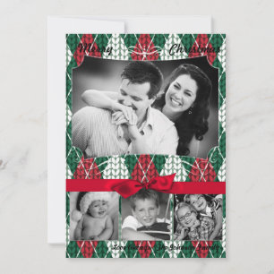 Tarjeta de foto verde de 5 x 7 Navidades XMAS muy 