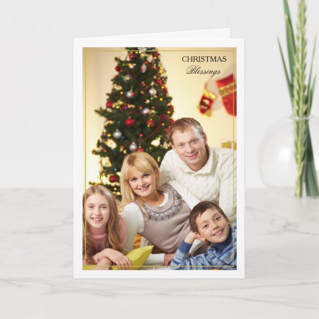 Tarjeta de Foto Vertical de Bendiciones de Navidad (Anverso)