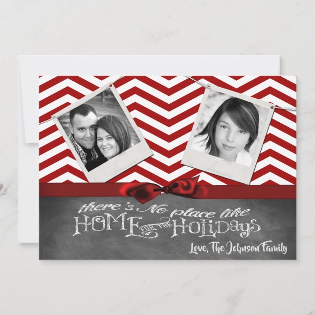 Tarjeta de FOTO XMAS Chevron Chalkboa para Navidad (Anverso)