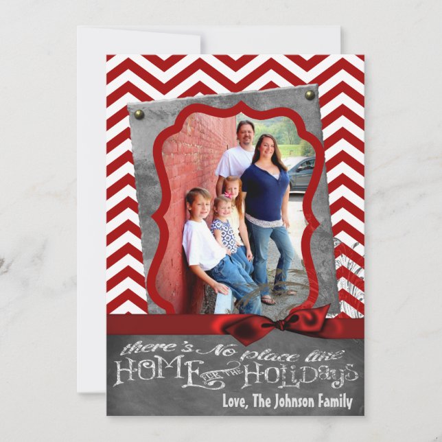 Tarjeta de FOTO XMAS Chevron Chalkboa para Navidad (Anverso)