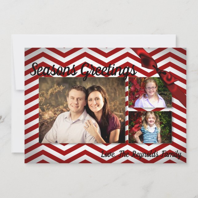 Tarjeta de FOTO XMAS Chevron Chalkboa para Navidad (Anverso)