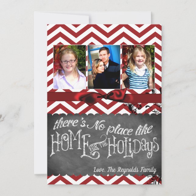 Tarjeta de FOTO XMAS Chevron Chalkboa para Navidad (Anverso)