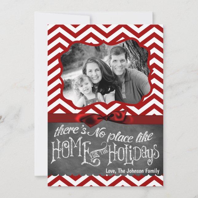 Tarjeta de FOTO XMAS Chevron Chalkboa para Navidad (Anverso)