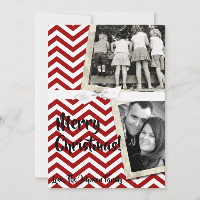 Tarjeta de FOTO XMAS Chevron Chalkboa para Navidad (Anverso)