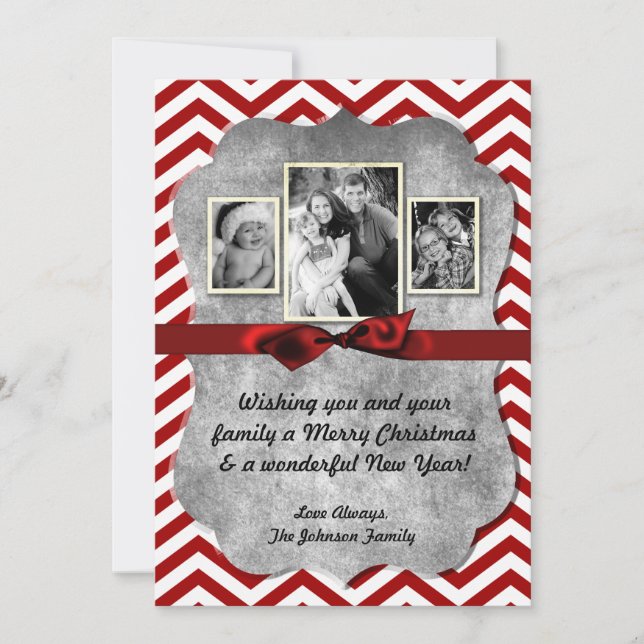 Tarjeta de FOTO XMAS Chevron Chalkboa para Navidad (Anverso)