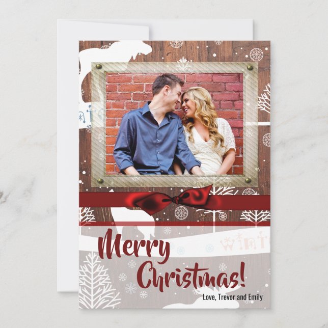Tarjeta de FOTO XMAS de 5 x 7 Navidades Deer Wood  (Anverso)