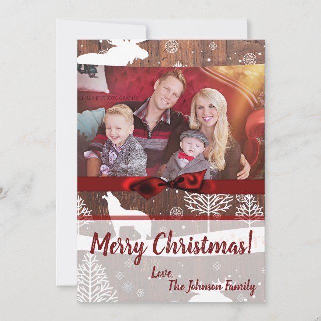 Tarjeta de FOTO XMAS de 5 x 7 Navidades Deer Wood  (Anverso)