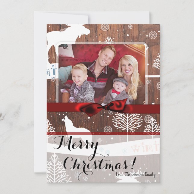 Tarjeta de FOTO XMAS de 5 x 7 Navidades Deer Wood  (Anverso)