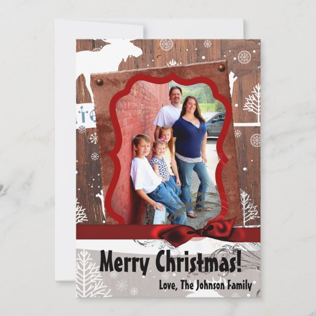 Tarjeta de FOTO XMAS de 5 x 7 Navidades Deer Wood  (Anverso)