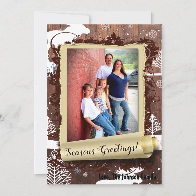 Tarjeta de FOTO XMAS de 5 x 7 Navidades Deer Wood  (Anverso)