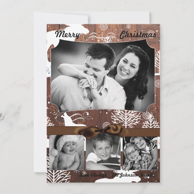 Tarjeta de FOTO XMAS de 5 x 7 Navidades Deer Wood  (Anverso)