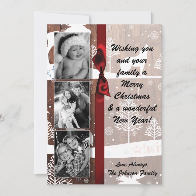 Tarjeta de FOTO XMAS de 5 x 7 Navidades Deer Wood  (Anverso)