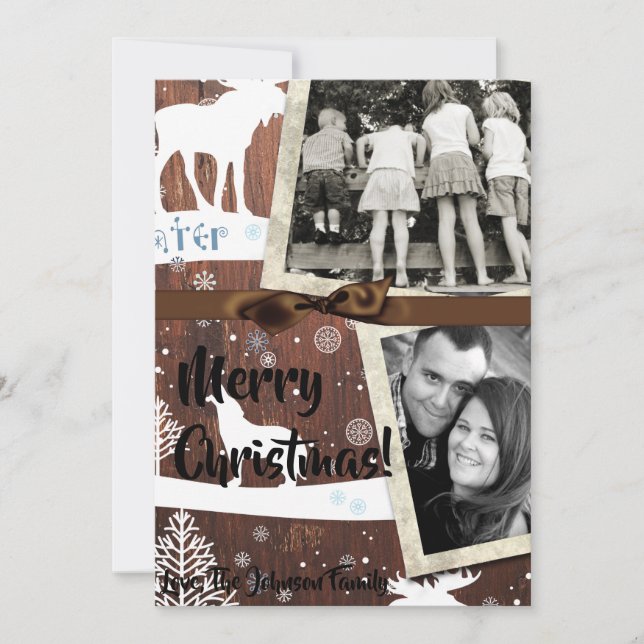 Tarjeta de FOTO XMAS de 5 x 7 Navidades Deer Wood  (Anverso)