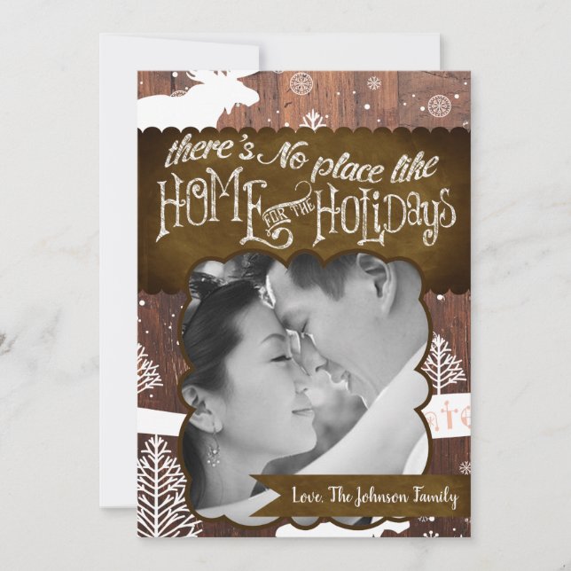 Tarjeta de FOTO XMAS de 5 x 7 Navidades Deer Wood  (Anverso)