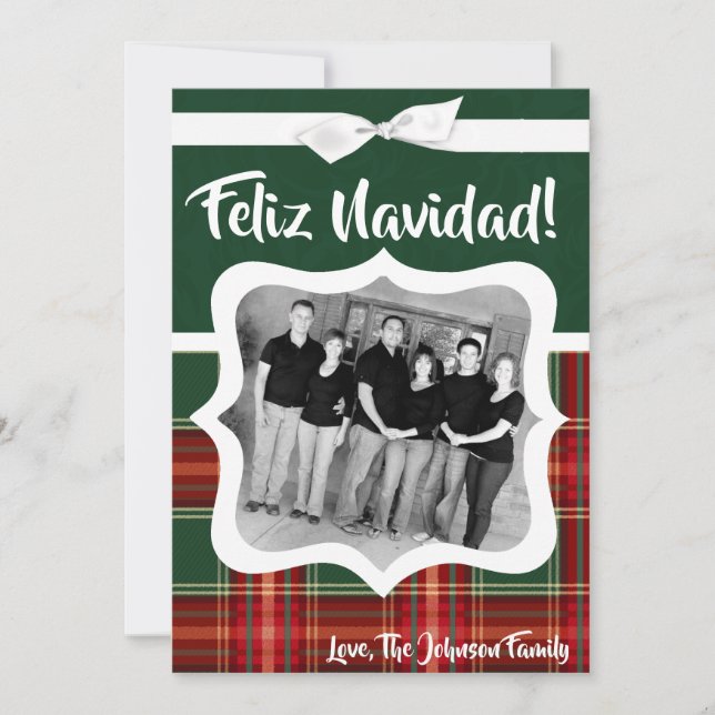 Tarjeta de FOTO XMAS de tela roja para Navidades X (Anverso)