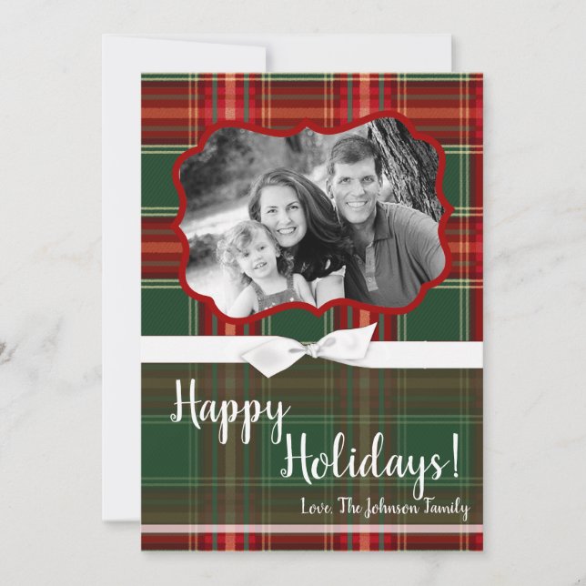 Tarjeta de FOTO XMAS de tela roja para Navidades X (Anverso)