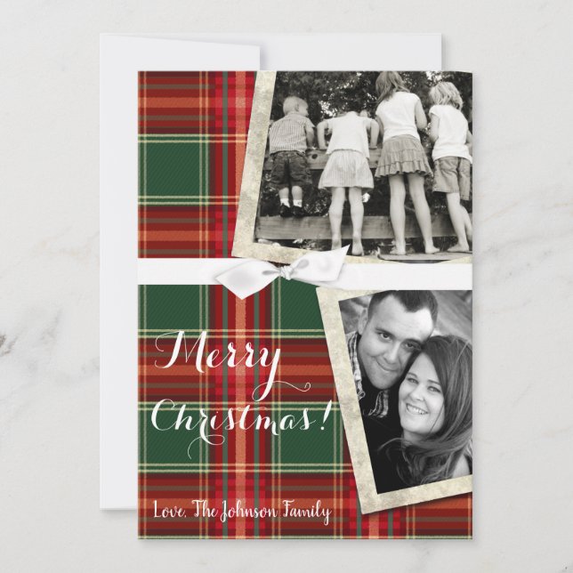 Tarjeta de FOTO XMAS de tela roja para Navidades X (Anverso)