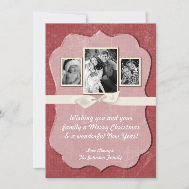 Tarjeta de FOTO XMAS Red Grunge Disstress para Nav (Anverso)