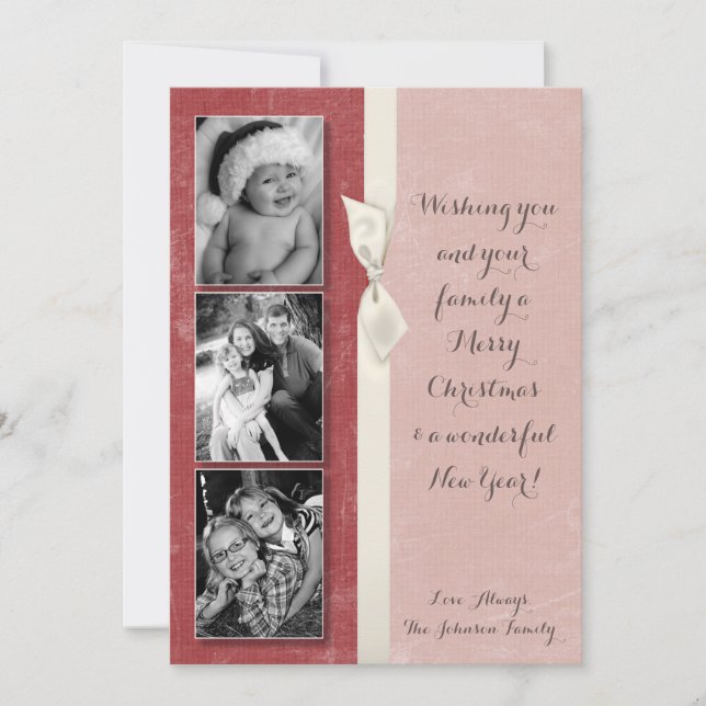 Tarjeta de FOTO XMAS Red Grunge Disstress para Nav (Anverso)