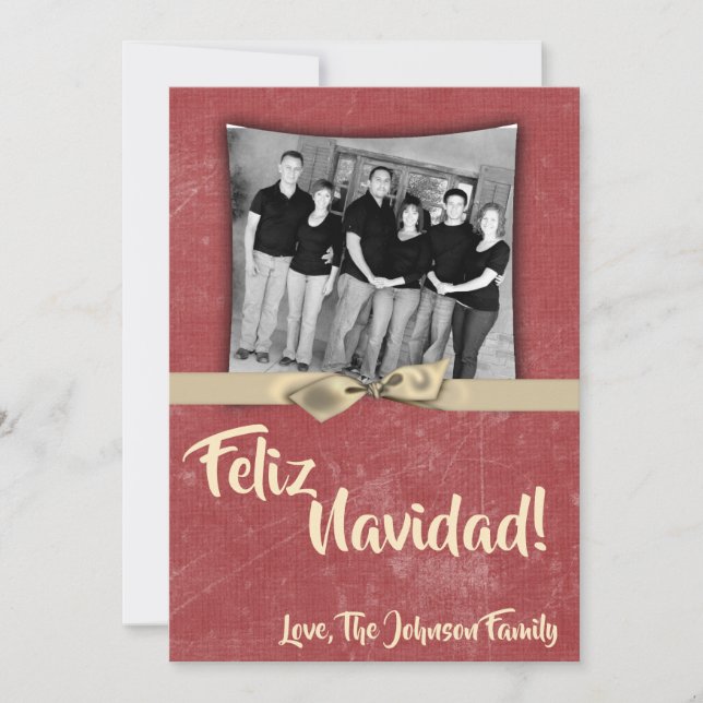 Tarjeta de FOTO XMAS Red Grunge Disstress para Nav (Anverso)