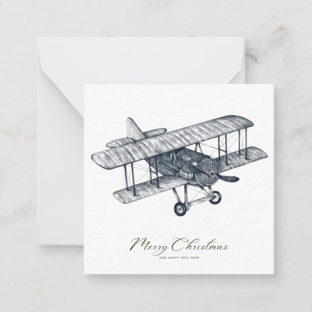Tarjeta de fotografía Biplane Classic Christmas (Anverso)