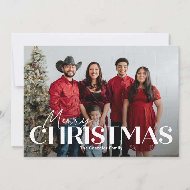 Tarjeta de fotografía clásica negrita para Navidad (Anverso)