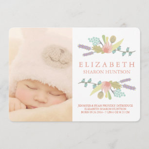 TARJETA DE FOTOGRAFÍA DE ANUNCIO DE NACIMIENTO DEL
