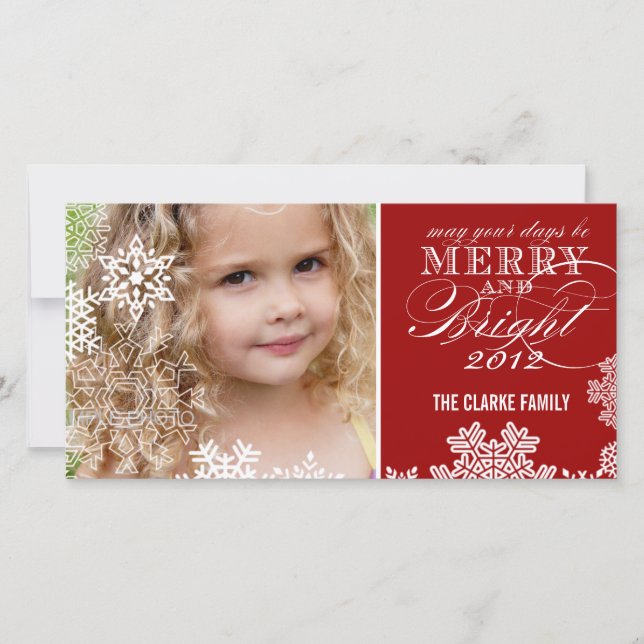 TARJETA DE FOTOGRAFÍA DE MERRY Y BRIGHT | ROJO (Anverso)