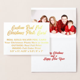 TARJETA DE FOTOGRAFÍA DE NAVIDAD DE RELIEVE METALI