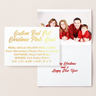 TARJETA DE FOTOGRAFÍA DE NAVIDAD DE RELIEVE METALI