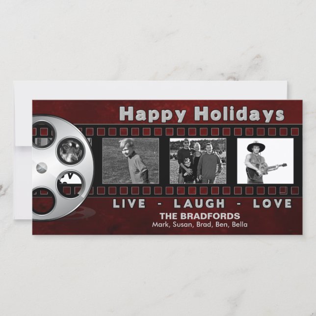 TARJETA DE FOTOGRAFÍA DE NAVIDAD - FRANJA DE PELÍC (Anverso)