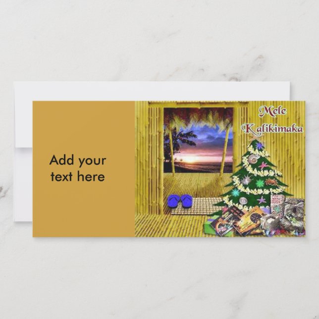 Tarjeta de fotografía de navidad hawaiana (Anverso)