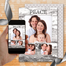 Tarjeta de fotografía de Navidad Retro Rustic Wood