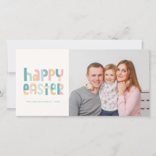 Tarjeta de fotografía Funky Typography Happy Easte