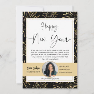 Tarjeta de fotografía inmobiliaria Gold Black Happ