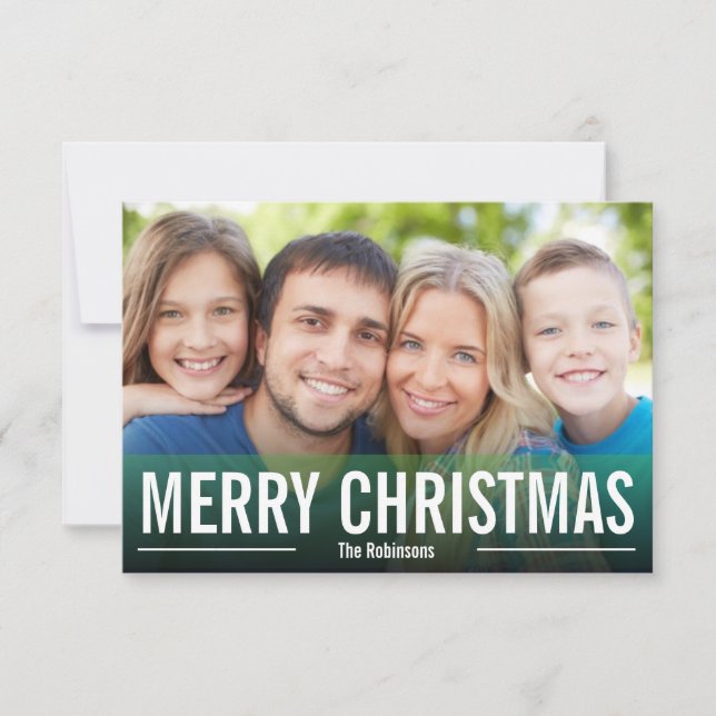TARJETA DE FOTOGRAFÍA MODERNA MERRY CHRISTMAS VERD (Anverso)