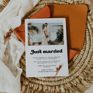 Tarjeta de fotografía retro estilo recién casada