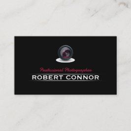 Tarjeta de fotógrafo de lente de cámara simple neg
