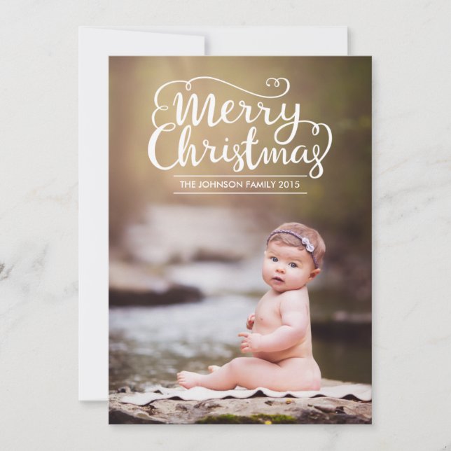 Tarjeta de fotos contemporánea de escritura merry  (Anverso)