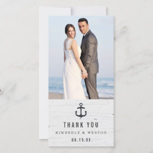 Tarjeta de fotos de agradecimiento a Boda náutico 