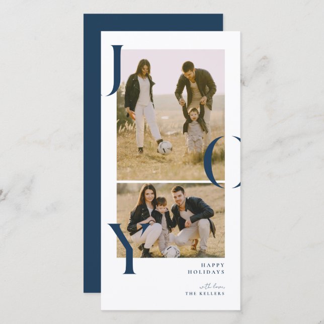 Tarjeta de fotos de alegría minimalista 2 collage  (Anverso / Reverso)