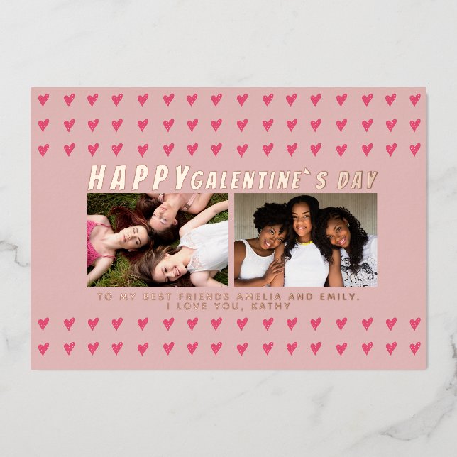 Tarjeta de fotos de amigos del día de Galentine co (Anverso)