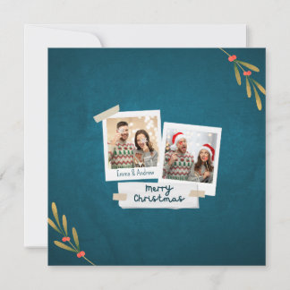 Tarjeta de fotos de color verde de Navidad con sal