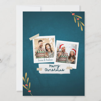 Tarjeta de fotos de color verde de Navidad con sal