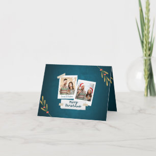 Tarjeta de fotos de color verde de Navidad con sal