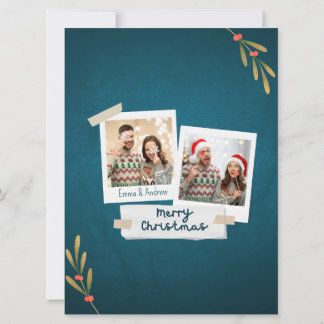 Tarjeta de fotos de color verde de Navidad con sal