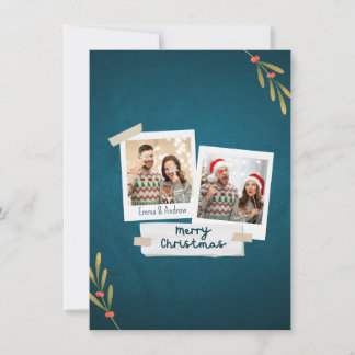 Tarjeta de fotos de color verde de Navidad con sal