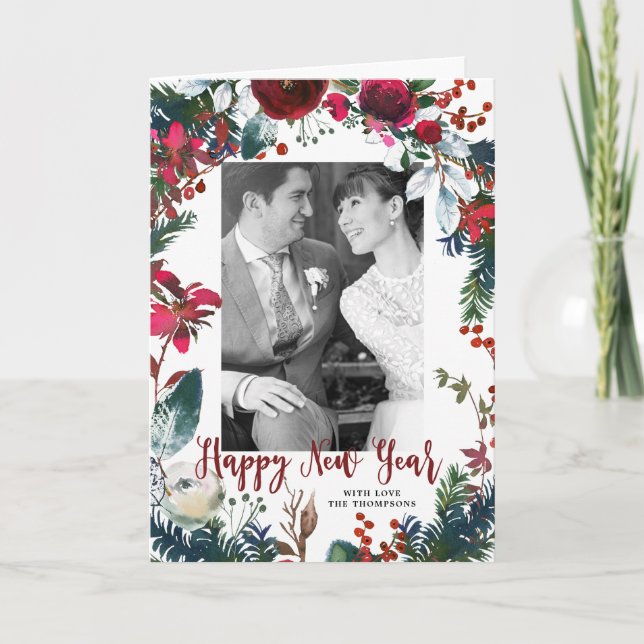 tarjeta de fotos de feliz año nuevo (Anverso)