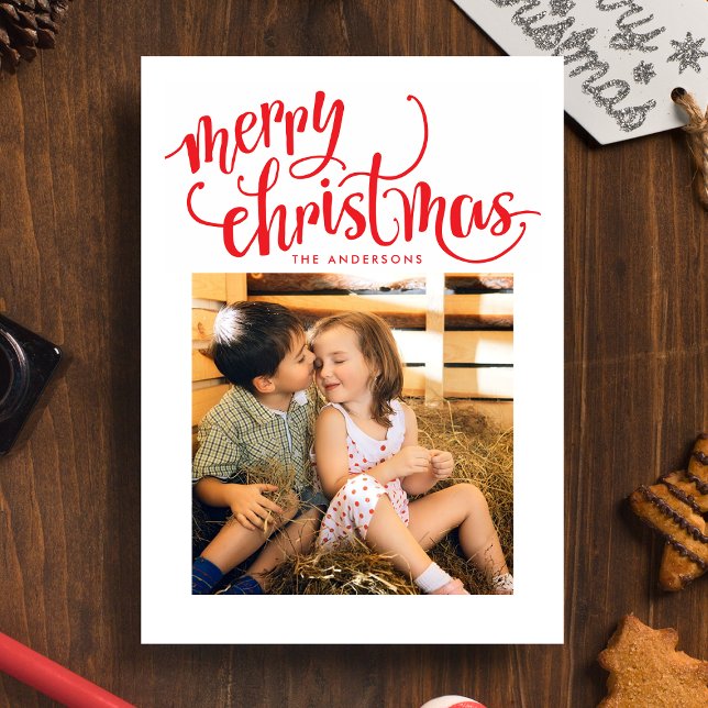 Tarjeta de fotos de Feliz Navidad Swirl (Subido por el creador)